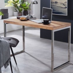 Wohnling Schreibtisch GUNA Massivholz Akazie | Computertisch 120 x 60 cm aus echtem Holz | Laptoptisch im Landhaus-Stil | Kon