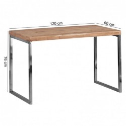 Wohnling Schreibtisch GUNA Massivholz Akazie | Computertisch 120 x 60 cm aus echtem Holz | Laptoptisch im Landhaus-Stil | Kon