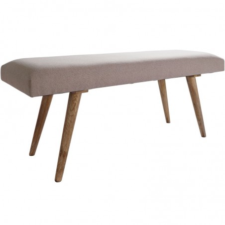 Wohnling Sitzbank Stoff / Massivholz Bank Beige 117x51x38 cm im Retro Stil | 2er Polsterbank Flur | Gepolsterte Stoffbank Ess