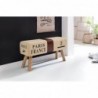 Wohnling Design Turnbock Sitzbank CANVAS Braun 91 x 51 x 30 cm | Turnhocker Bank aus Echtleder / Stoff | Hocker Garderobenban