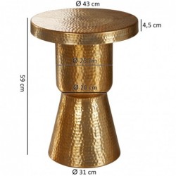 Wohnling Design Beistelltisch 43x59x43 cm Aluminium Gold | Dekotisch orientalisch rund | Designer Ablagetisch Metall modern |