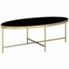 Wohnling Design Couchtisch Glas Schwarz - Oval 110 x 56 cm mit Gold Metallgestell | Großer Wohnzimmertisch | Lounge Tisch Gla