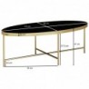 Wohnling Design Couchtisch Glas Schwarz - Oval 110 x 56 cm mit Gold Metallgestell | Großer Wohnzimmertisch | Lounge Tisch Gla