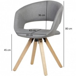 Wohnling Esszimmerstuhl Hellgrau Stoff / Massivholz Retro | Küchenstuhl mit Lehne | Stuhl mit Holzfüßen | Polsterstuhl Maxima