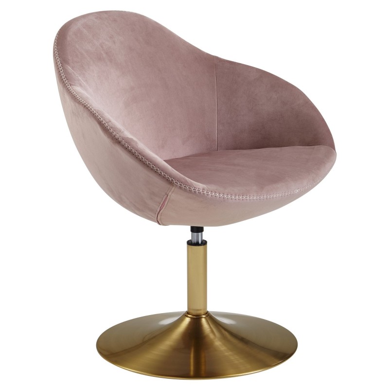 Wohnling Loungesessel Samt Rosa / Gold 70x79x70 cm Design Drehstuhl | Clubsessel Polsterstuhl mit Armlehne | Drehsessel Cockt