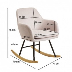 Wohnling Schaukelstuhl Rosa 71x76x70cm Design Relaxsessel Malmo-Stoff / Holz | Schwingsessel mit Gestell | Polster Relaxstuhl