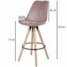 Wohnling 2er Set Barhocker Rosa Samt / Massivholz | Design Barstuhl Skandinavisch 2 Stück | Tresenhocker mit Lehne Sitzhöhe 7