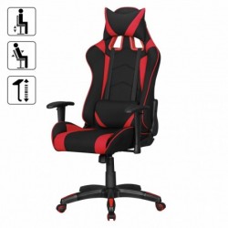 Amstyle ® Bürostuhl SCORE Stoffbezug Schwarz / Rot Schreibtischstuhl Chefsessel Gaming Chair Drehstuhl Sport Racing Optik