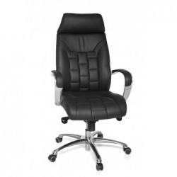Amstyle Bürostuhl Echtleder schwarz bis 120kg Schreibtischstuhl Wippfunktion Chefsessel Armlehnen Drehstuhl X-XL