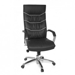Amstyle Bürostuhl Echt-Leder schwarz Schreibtischstuhl | Chefsessel mit Kopfstütze u. Multiblockmechanik | Design Drehstuhl v