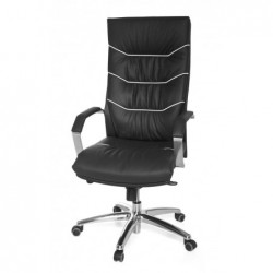 Amstyle Bürostuhl Echt-Leder schwarz Schreibtischstuhl | Chefsessel mit Kopfstütze u. Multiblockmechanik | Design Drehstuhl v