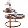 Wohnling Couchtisch mit 3 Tischplatten Schwarz / Kupfer 58 x 43 x 58 cm | Beistelltisch Rund | Design Wohnzimmertisch Glas /