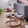 Wohnling Couchtisch mit 3 Tischplatten Schwarz / Kupfer 58 x 43 x 58 cm | Beistelltisch Rund | Design Wohnzimmertisch Glas /