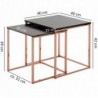 Wohnling Satztisch CHUR Schwarz / Kupfer Beistelltisch MDF / Metall | Couchtisch Set aus 2 Tischen | Kleiner Wohnzimmertisch