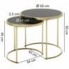 Wohnling Design Satztisch COMO Schwarz/Gold Beistelltisch Metall/Glas | Couchtisch Set aus 2 Tischen | Kleiner Wohnzimmertisc