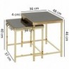 Wohnling Satztisch Schwarz / Gold Beistelltisch Metall/Glas | Couchtisch Set aus 2 Tischen | Kleiner Wohnzimmertisch | Metall