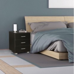 Wohnling Nachtkonsole LATINA Holz Nachttisch modern mit 3 Schubladen schwarz | Design Nachtkästchen 45 x 54 x 34 cm | Kleines