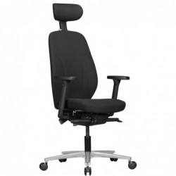 Amstyle Bürostuhl mit Stoff-Bezug u. Kopfstütze in Schwarz | Design Chef-Sessel mit Synchromechanik u. verstellbaren Armlehne