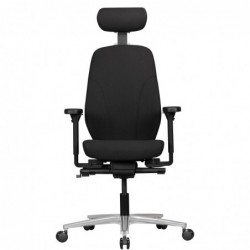 Amstyle Bürostuhl mit Stoff-Bezug u. Kopfstütze in Schwarz | Design Chef-Sessel mit Synchromechanik u. verstellbaren Armlehne