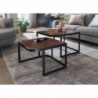 Wohnling Couchtisch 2er Set Mango Massivholz / Metall Wohnzimmertisch Dunkel | Industrial Satztisch Beistelltisch Metallbeine