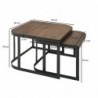 Wohnling Couchtisch 2er Set Mango Massivholz / Metall Wohnzimmertisch Dunkel | Industrial Satztisch Beistelltisch Metallbeine