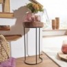 Wohnling Beistelltisch AKOLA Massiv-Holz Sheesham Wohnzimmer-Tisch Metallbeine Landhaus-Stil Baumstamm-Form Echt-Holz Natur