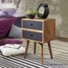 Wohnling Retro Nachtkonsole REPA / Sheesham-Holz Nachttisch mit 2 Schubladen dunkelbraun / schwarz | Design Nachtkästchen 40