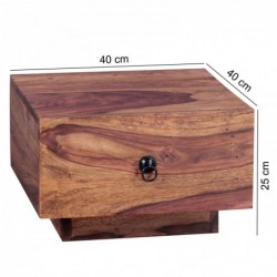 Wohnling Design Nachttisch MUMBAI Massiv-Holz Sheesham 40x40x25 cm | Moderne Nacht-Kommode mit Schublade | Nachtschrank Natur