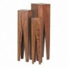 Wohnling Beistelltisch 3er Set Massivholz Sheesham Wohnzimmer-Tisch Design Säulen Landhausstil Couchtisch quadratisch