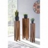 Wohnling Beistelltisch 3er Set Massivholz Sheesham Wohnzimmer-Tisch Design Säulen Landhausstil Couchtisch quadratisch
