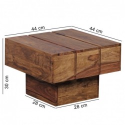 Wohnling Beistelltisch LUCCA Massivholz Sheesham Wohnzimmertisch 44 x 44 x 30 cm Couchtisch Massiv Landhaus Cube quadratisch