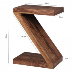Wohnling Beistelltisch MUMBAI Massivholz Sheesham Z Cube 59cm hoch Wohnzimmer-Tisch Design braun Landhaus-Stil Couchtisch