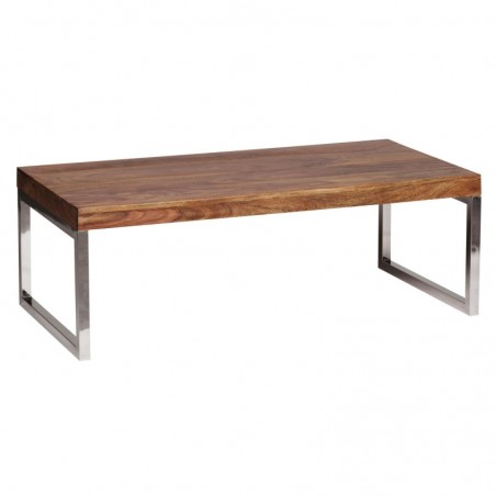 Wohnling Couchtisch GUNA Massiv-Holz Sheesham 120cm breit Wohnzimmer-Tisch Design dunkel-braun Landhaus-Stil Beistelltisch