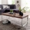 Wohnling Couchtisch GUNA Massiv-Holz Sheesham 120cm breit Wohnzimmer-Tisch Design dunkel-braun Landhaus-Stil Beistelltisch