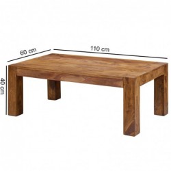 Wohnling Couchtisch  Massiv-Holz Sheesham 110cm breit Wohnzimmer-Tisch Design dunkel-braun Landhaus-Stil Beistelltisch