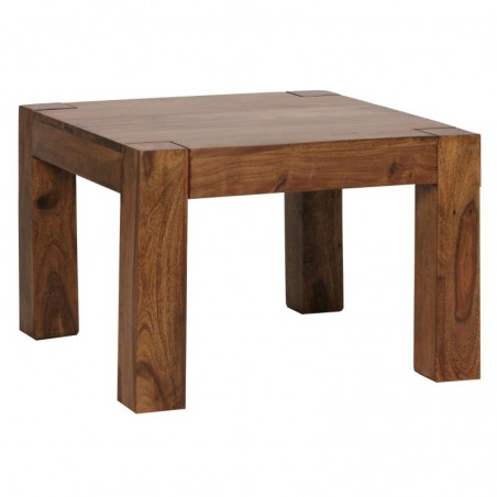 Wohnling Couchtisch Massiv-Holz Sheesham 60 cm breit Wohnzimmer-Tisch Design dunkel-braun Landhaus-Stil Beistelltisch