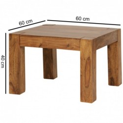 Wohnling Couchtisch Massiv-Holz Sheesham 60 cm breit Wohnzimmer-Tisch Design dunkel-braun Landhaus-Stil Beistelltisch