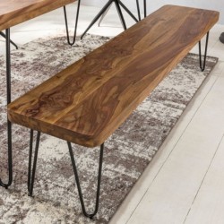 Wohnling Esszimmer Sitzbank BAGLI Massiv-Holz Sheesham 160 x 45 x 40 cm Holz-Bank Natur-Produkt Küchenbank im Landhaus-Stil