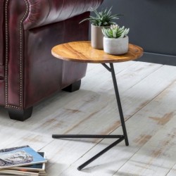 Wohnling Beistelltisch WL5.657 40x46x40cm WL5.657 Sheesham Holz Metall Couchtisch | Industrial Style Echtholz Tischchen Wohnz