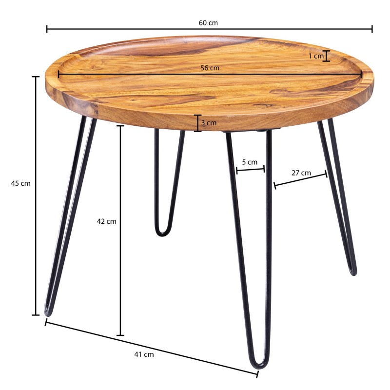 WELLAND Couchtisch Aus Zedernholz Mit Live Edge – Rustikaler Beistelltisch Mit Haarnadelbeinen