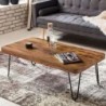 Wohnling Couchtisch BAGLI Massiv-Holz Sheesham 115 cm breit Wohnzimmer-Tisch Design Metallbeine Landhaus-Stil Beistelltisch