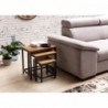 Wohnling 3er Set Design Beistelltisch AKOLA Sheesham Satztisch Metallbeine | Tischset 3 teilig Materialmix | Couchtisch aus M