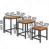 Wohnling 3er Set Design Beistelltisch AKOLA Sheesham Satztisch Metallbeine | Tischset 3 teilig Materialmix | Couchtisch aus M