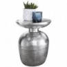 Wohnling Beistelltisch Aluminium 36,5x46x36,5 cm Dekotisch Silber orientalisch rund | Designer Ablagetisch Metall modern | An