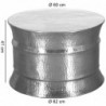 Wohnling Couchtisch 62x41x62cm Aluminium Silber Beistelltisch orientalisch rund | Flacher Hammerschlag Sofatisch Metall | Des