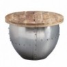 Wohnling Couchtisch Mango Massivholz / Metall 60x43x60 cm Industrial Style Rund | Design Wohnzimmertisch mit Stauraum | Moder