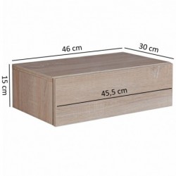 Wohnling Nachtkonsole ZADAR für Wandmontage 46x15x30cm Sonoma Nachttisch Holz | Wandregal mit Schublade | Nachtschrank Wandbo
