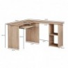 Wohnling Design Schreibtischkombination 140 x 75,5 x 120 cm Sonoma | Schreibtisch mit Regal und Tastaturauszug | Arbeitszimme