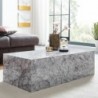 Wohnling Couchtisch 100x30x50 cm MDF Hochglanz mit Marmor Optik Weiß | Design Wohnzimmertisch Rechteckig | Lounge Beistelltis
