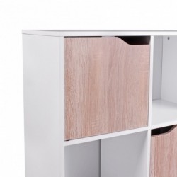 Wohnling Design Bücherregal MASSA Modern Holz Weiß mit Türen Sonoma Eiche Standregal freistehend 6 Fächer 60 x 90 x 30 cm